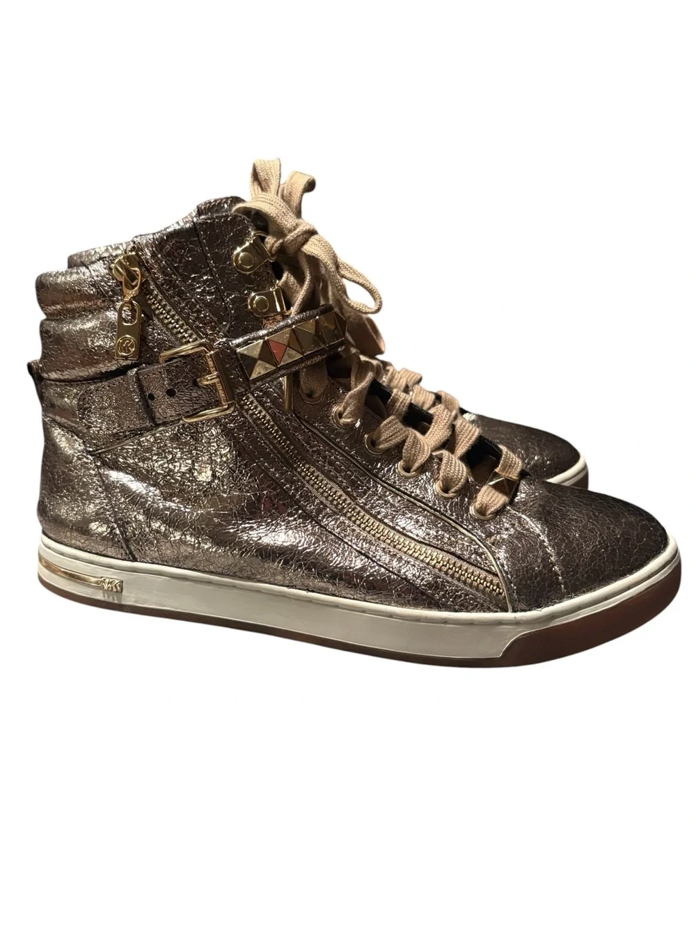 Michael Kors Glam Studded High Tops Shiny bronze Women’s Size 9